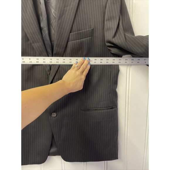 Lauren Ralph Lauren Single Breasted Jacket Mens 46R  Black Pinstripe Wool Blazer - Picture 11 of 14